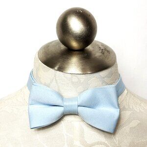 After Six Powder Blue Bow Tie Satin Finish Soft Pastel Blue VTG 80’s